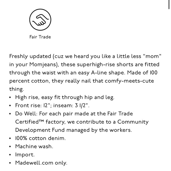 Madewell Momjean Short, distressed blue, size 29 - Picture 7 of 8